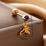 Gold color / 1 Piece Simple Series Classic Animal Titanium Steel   Gold Color Material Zircon Women's Dangle Earrings Picture3